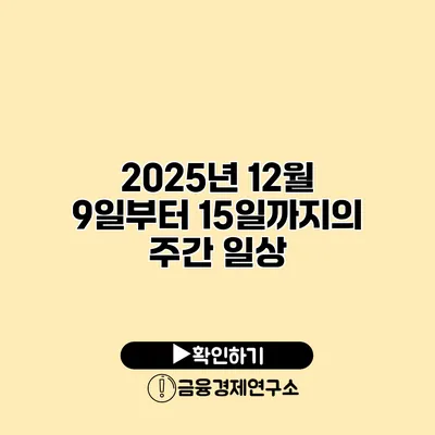 2025년 12월 9일부터 15일까지의 주간 일상