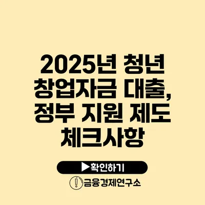 2025년 청년 창업자금 대출, 정부 지원 제도 체크사항