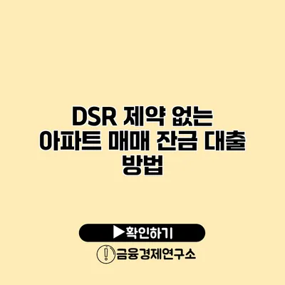 DSR 제약 없는 아파트 매매 잔금 대출 방법