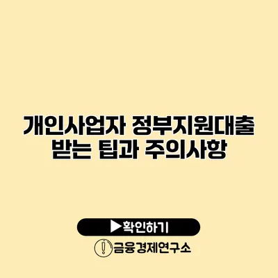 개인사업자 정부지원대출 받는 팁과 주의사항