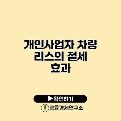 개인사업자 차량 리스의 절세 효과