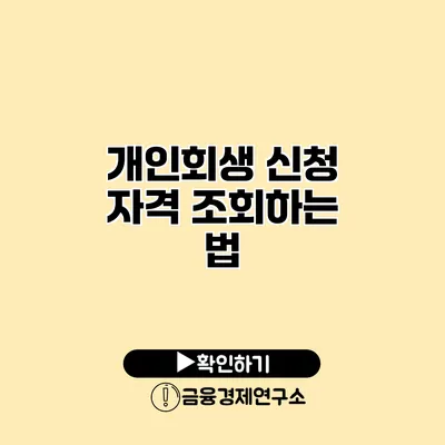 개인회생 신청 자격 조회하는 법