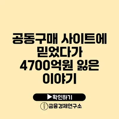 공동구매 사이트에 믿었다가 4700억원 잃은 이야기