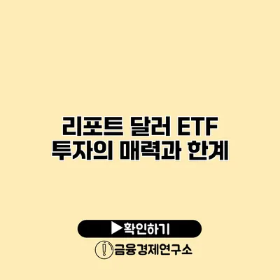 리포트 달러 ETF 투자의 매력과 한계