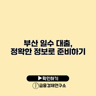 부산 일수 대출, 정확한 정보로 준비하기