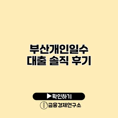 부산개인일수 대출 솔직 후기