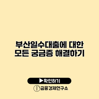 부산일수대출에 대한 모든 궁금증 해결하기