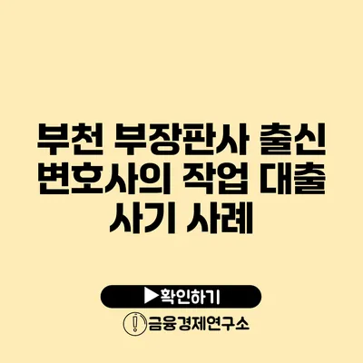 부천 부장판사 출신 변호사의 작업 대출 사기 사례