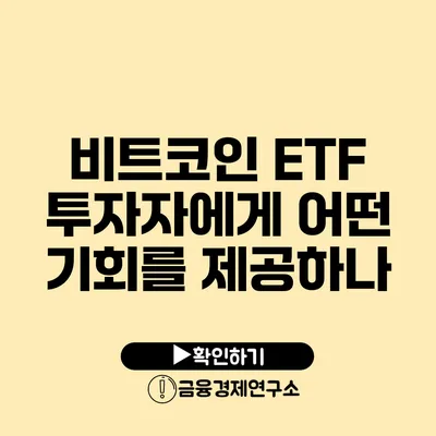 비트코인 ETF: 투자자에게 어떤 기회를 제공하나?