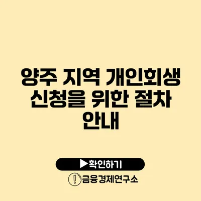 양주 지역 개인회생 신청을 위한 절차 안내