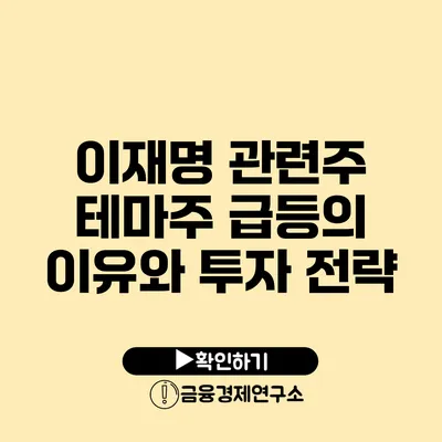 이재명 관련주 테마주 급등의 이유와 투자 전략