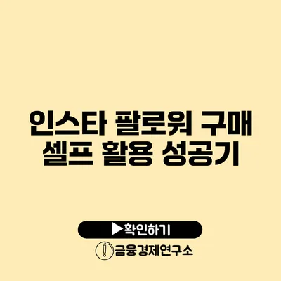 인스타 팔로워 구매 셀프 활용 성공기