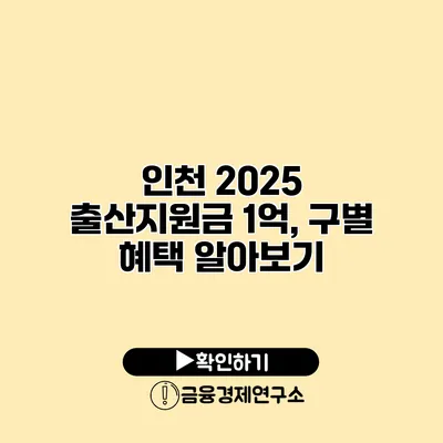 인천 2025 출산지원금 1억, 구별 혜택 알아보기