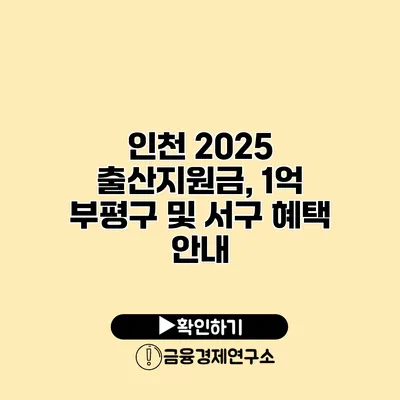 인천 2025 출산지원금, 1억 부평구 및 서구 혜택 안내