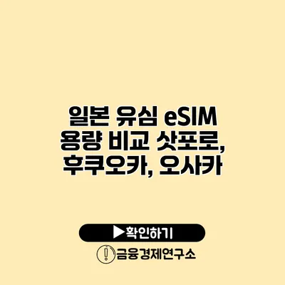 일본 유심 eSIM 용량 비교 삿포로, 후쿠오카, 오사카