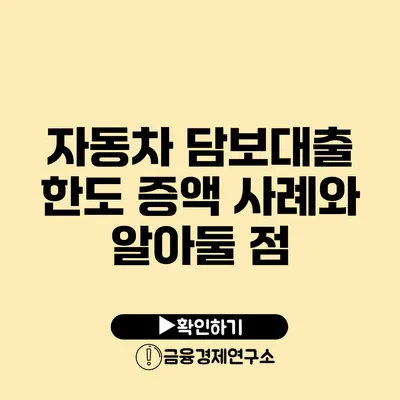 자동차 담보대출 한도 증액 사례와 알아둘 점