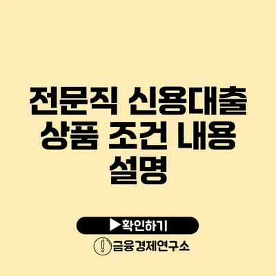 전문직 신용대출 상품 조건 내용 설명