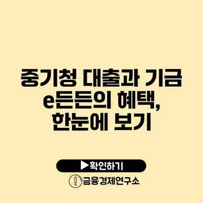 중기청 대출과 기금 e든든의 혜택, 한눈에 보기