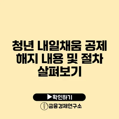 청년 내일채움 공제 해지 내용 및 절차 살펴보기