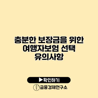 충분한 보장금을 위한 여행자보험 선택 유의사항