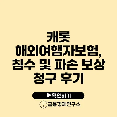 캐롯 해외여행자보험, 침수 및 파손 보상 청구 후기