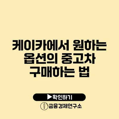 케이카에서 원하는 옵션의 중고차 구매하는 법