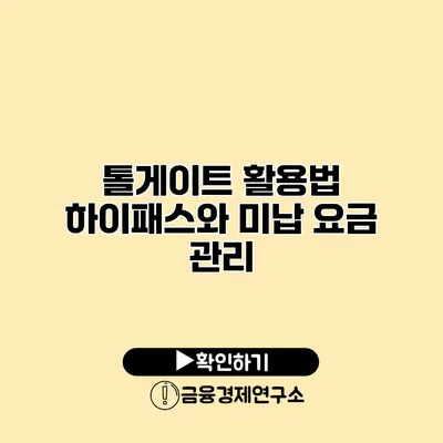 톨게이트 활용법 하이패스와 미납 요금 관리