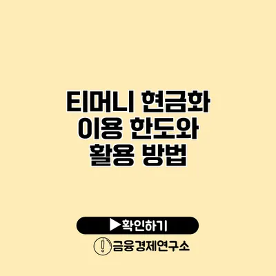 티머니 현금화 이용 한도와 활용 방법