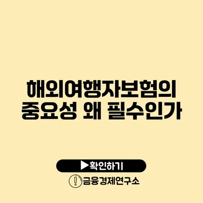 해외여행자보험의 중요성 왜 필수인가?