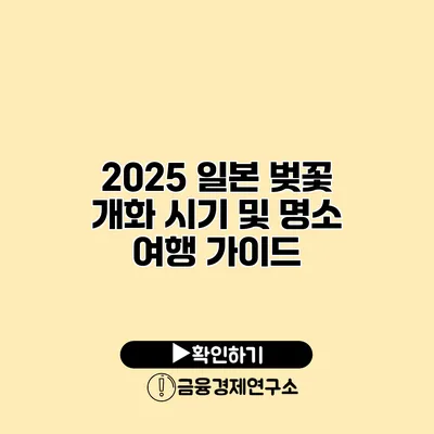 2025 일본 벚꽃 개화 시기 및 명소 여행 가이드