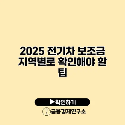 2025 전기차 보조금 지역별로 확인해야 할 팁