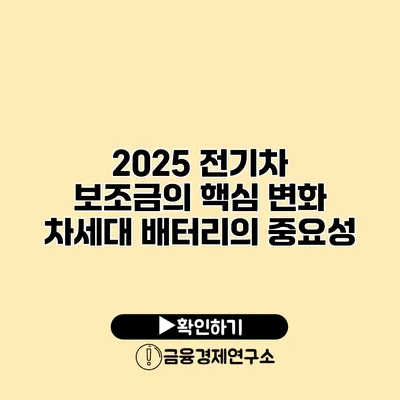 2025 전기차 보조금의 핵심 변화 차세대 배터리의 중요성