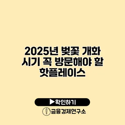 2025년 벚꽃 개화 시기 꼭 방문해야 할 핫플레이스