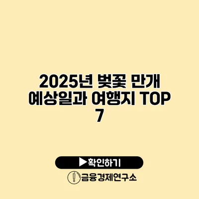 2025년 벚꽃 만개 예상일과 여행지 TOP 7