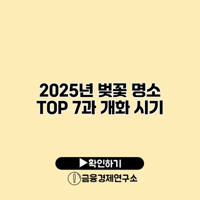 2025년 벚꽃 명소 TOP 7과 개화 시기
