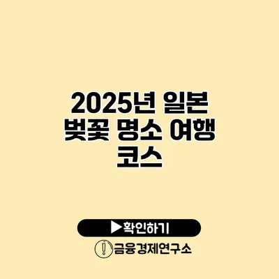 2025년 일본 벚꽃 명소 여행 코스