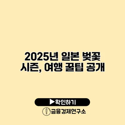 2025년 일본 벚꽃 시즌, 여행 꿀팁 공개
