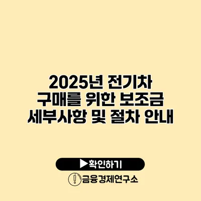 2025년 전기차 구매를 위한 보조금 세부사항 및 절차 안내