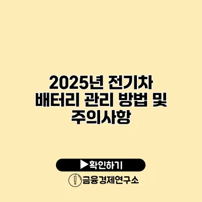 2025년 전기차 배터리 관리 방법 및 주의사항