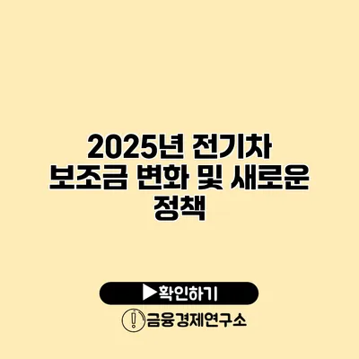 2025년 전기차 보조금 변화 및 새로운 정책