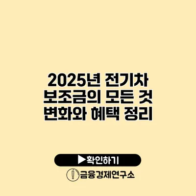2025년 전기차 보조금의 모든 것 변화와 혜택 정리