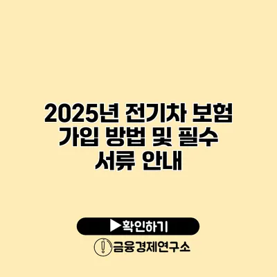 2025년 전기차 보험 가입 방법 및 필수 서류 안내