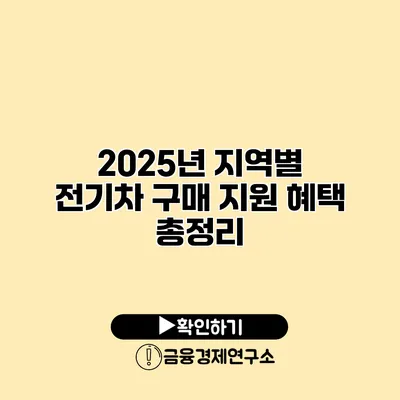 2025년 지역별 전기차 구매 지원 혜택 총정리