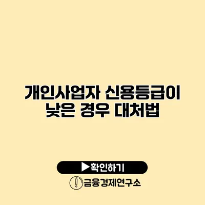 개인사업자 신용등급이 낮은 경우 대처법