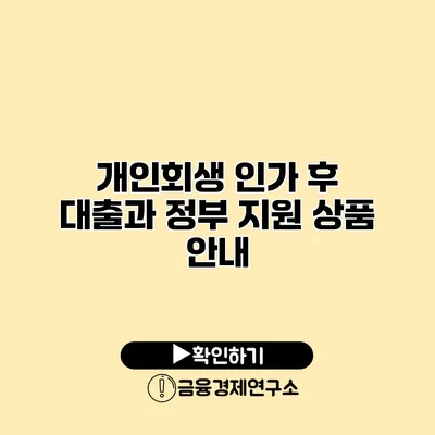 개인회생 인가 후 대출과 정부 지원 상품 안내