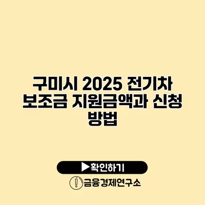 구미시 2025 전기차 보조금 지원금액과 신청 방법