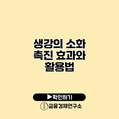 생강의 소화 촉진 효과와 활용법