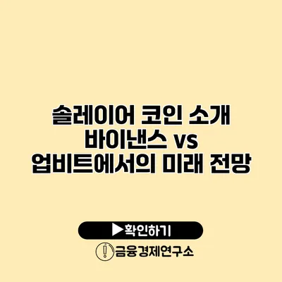 솔레이어 코인 소개 바이낸스 vs 업비트에서의 미래 전망