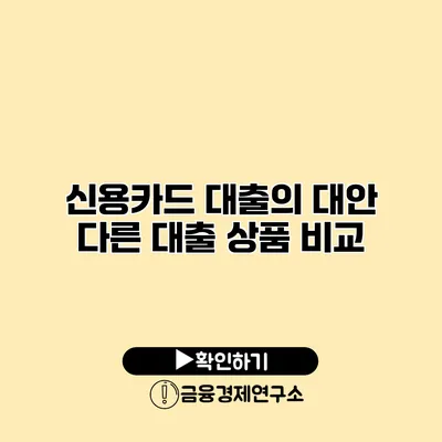신용카드 대출의 대안 다른 대출 상품 비교