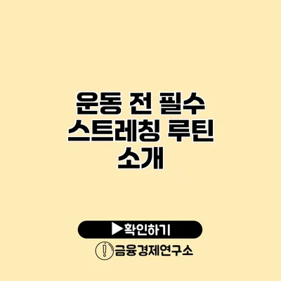 운동 전 필수 스트레칭 루틴 소개